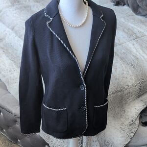 Talbots Navy Blazer with White Piping